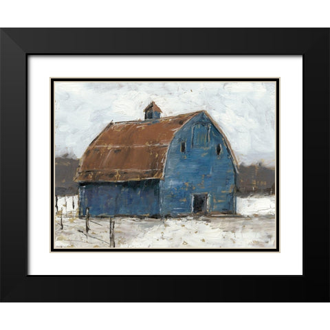 Blue Barn I Black Modern Wood Framed Art Print with Double Matting by Harper, Ethan