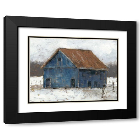 Blue Barn II Black Modern Wood Framed Art Print with Double Matting by Harper, Ethan