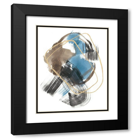 Gold Loops I Black Modern Wood Framed Art Print with Double Matting by Goldberger, Jennifer