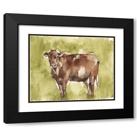 Cow in the Field II Black Modern Wood Framed Art Print with Double Matting by Goldberger, Jennifer
