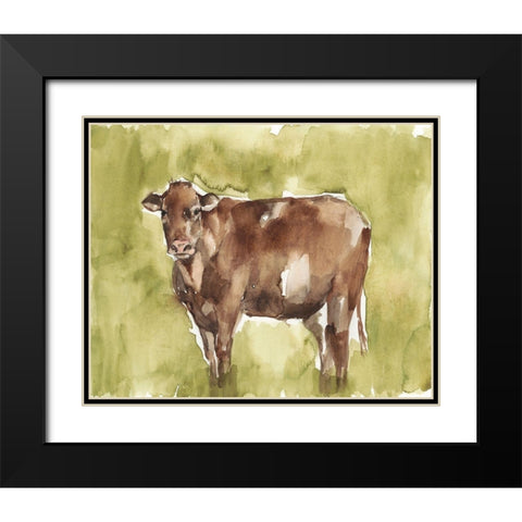 Cow in the Field II Black Modern Wood Framed Art Print with Double Matting by Goldberger, Jennifer