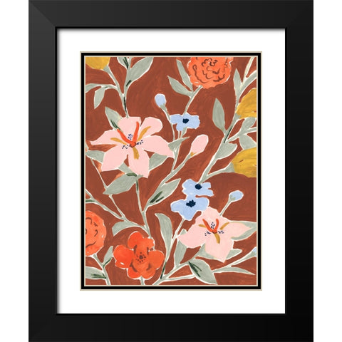 Warm Floral I Black Modern Wood Framed Art Print with Double Matting by Borges, Victoria
