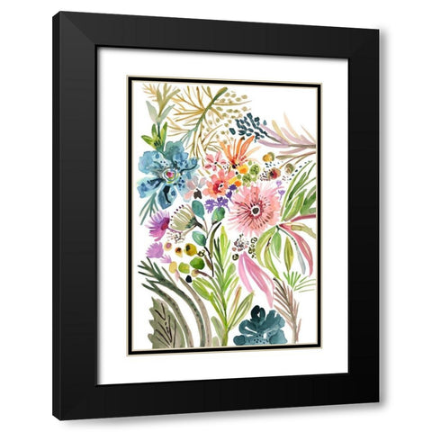 Happy Flowers I Black Modern Wood Framed Art Print with Double Matting by Fields, Karen