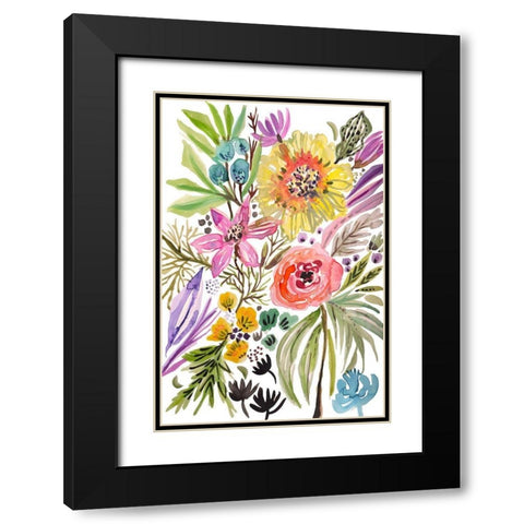 Happy Flowers II Black Modern Wood Framed Art Print with Double Matting by Fields, Karen