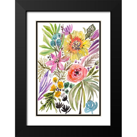 Happy Flowers II Black Modern Wood Framed Art Print with Double Matting by Fields, Karen