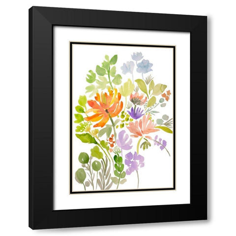 Happy Flowers III Black Modern Wood Framed Art Print with Double Matting by Fields, Karen