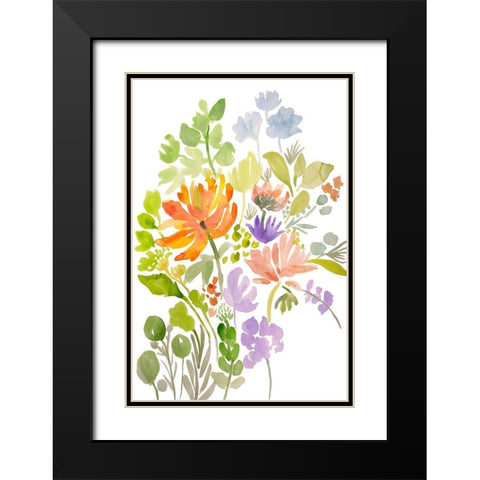 Happy Flowers III Black Modern Wood Framed Art Print with Double Matting by Fields, Karen