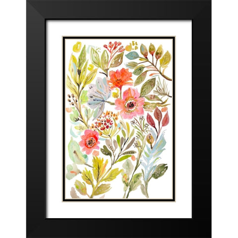 Happy Flowers IV Black Modern Wood Framed Art Print with Double Matting by Fields, Karen