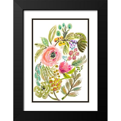 Happy Flowers V Black Modern Wood Framed Art Print with Double Matting by Fields, Karen