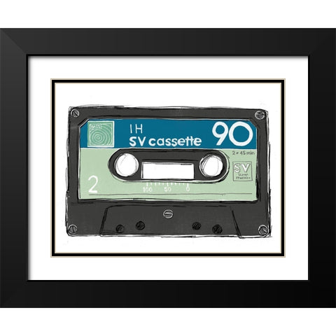 Mix Tape II Black Modern Wood Framed Art Print with Double Matting by Vess, June Erica