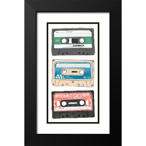 Mix Tape VII Black Modern Wood Framed Art Print with Double Matting by Vess, June Erica