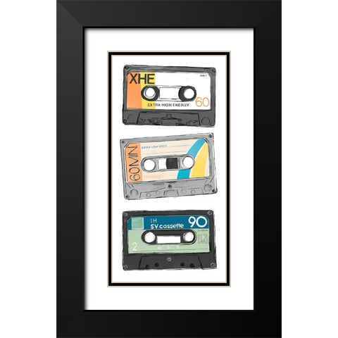 Mix Tape VIII Black Modern Wood Framed Art Print with Double Matting by Vess, June Erica