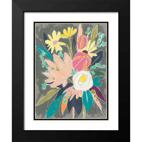 Fauvist Flora I Black Modern Wood Framed Art Print with Double Matting by Vess, June Erica