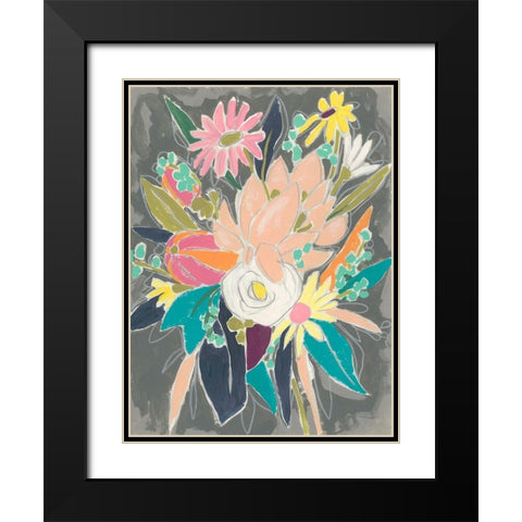 Fauvist Flora II Black Modern Wood Framed Art Print with Double Matting by Vess, June Erica