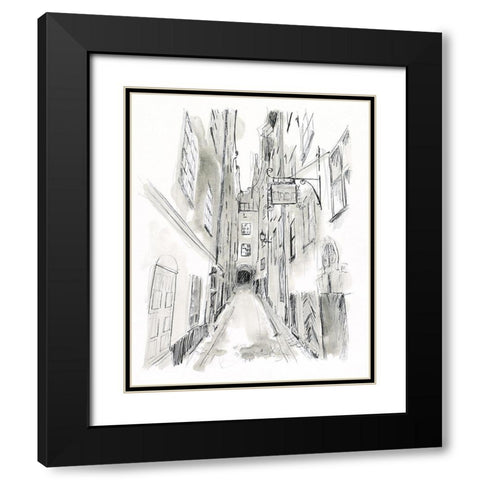 European City Sketch I Black Modern Wood Framed Art Print with Double Matting by Vess, June Erica