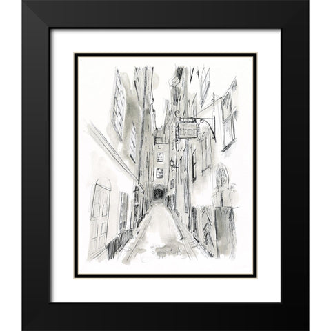 European City Sketch I Black Modern Wood Framed Art Print with Double Matting by Vess, June Erica