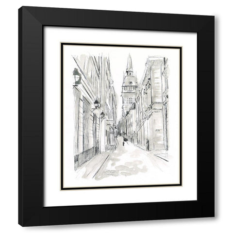 European City Sketch III Black Modern Wood Framed Art Print with Double Matting by Vess, June Erica