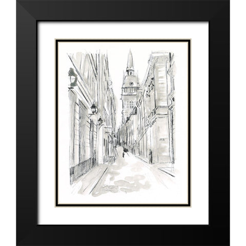 European City Sketch III Black Modern Wood Framed Art Print with Double Matting by Vess, June Erica