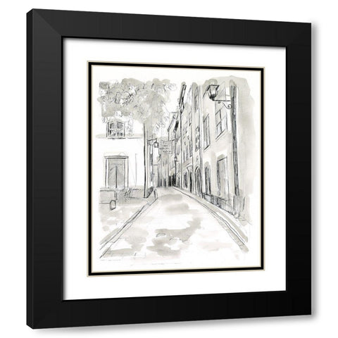 European City Sketch IV Black Modern Wood Framed Art Print with Double Matting by Vess, June Erica