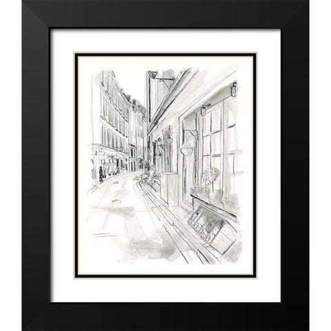 European City Sketch VI Black Modern Wood Framed Art Print with Double Matting by Vess, June Erica