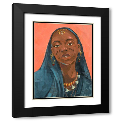 Wodaabe Woman I Black Modern Wood Framed Art Print with Double Matting by Green, Jacob