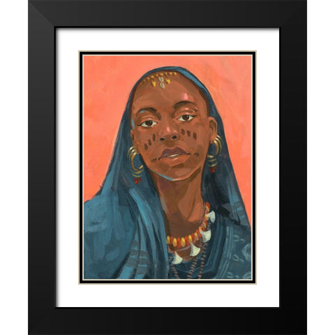 Wodaabe Woman I Black Modern Wood Framed Art Print with Double Matting by Green, Jacob