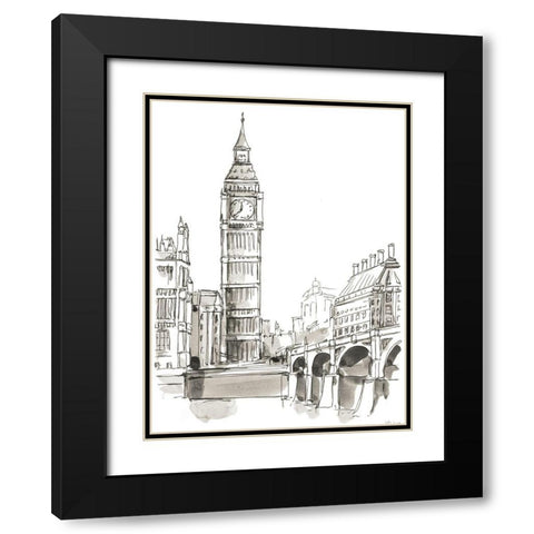 Pen and Ink Travel Studies II Black Modern Wood Framed Art Print with Double Matting by Harper, Ethan
