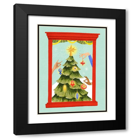 Retro Jingle Ball I Black Modern Wood Framed Art Print with Double Matting by Popp, Grace