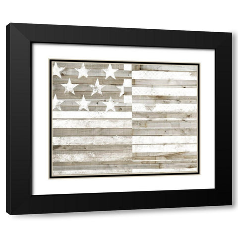Americana Flag Black Modern Wood Framed Art Print with Double Matting by Studio W