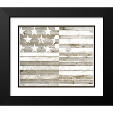 Americana Flag Black Modern Wood Framed Art Print with Double Matting by Studio W