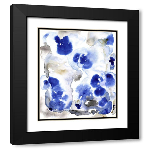 Blue Pansies I Black Modern Wood Framed Art Print with Double Matting by OToole, Tim