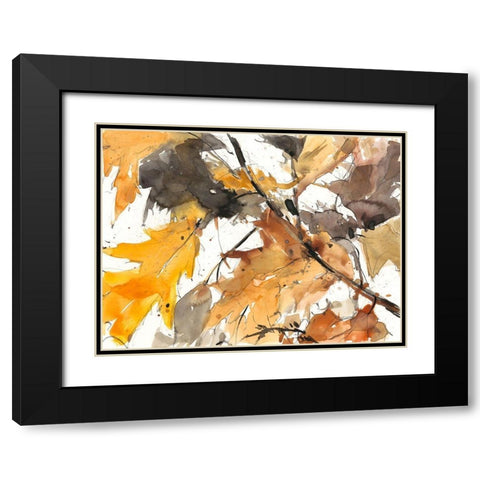 Watercolor Autumn Leaves I Black Modern Wood Framed Art Print with Double Matting by Dixon, Samuel