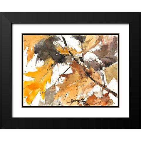 Watercolor Autumn Leaves I Black Modern Wood Framed Art Print with Double Matting by Dixon, Samuel