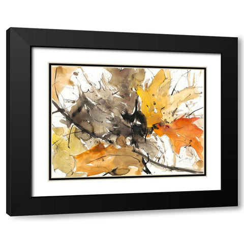 Watercolor Autumn Leaves II Black Modern Wood Framed Art Print with Double Matting by Dixon, Samuel
