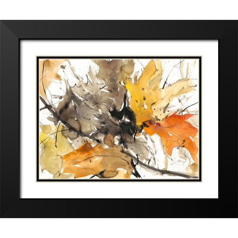 Watercolor Autumn Leaves II Black Modern Wood Framed Art Print with Double Matting by Dixon, Samuel
