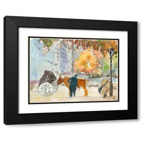 Autumn in New York - Study II Black Modern Wood Framed Art Print with Double Matting by Dixon, Samuel