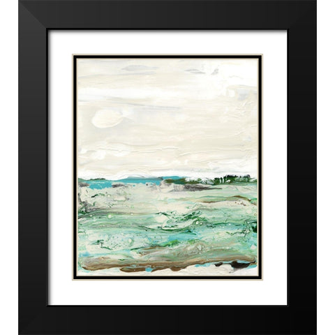 Mint and Aqua Horizon I Black Modern Wood Framed Art Print with Double Matting by Bramma, Lila