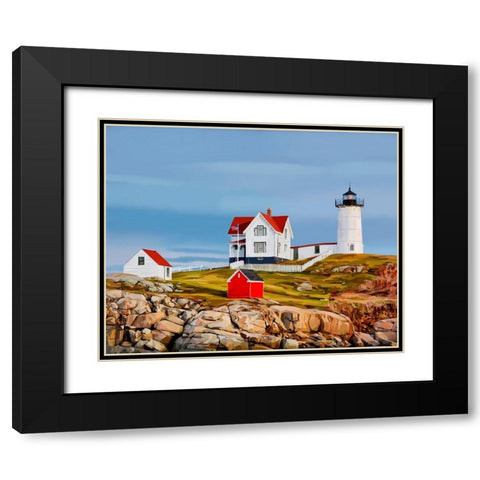 Nubble House II Black Modern Wood Framed Art Print with Double Matting by Kalina, Emily