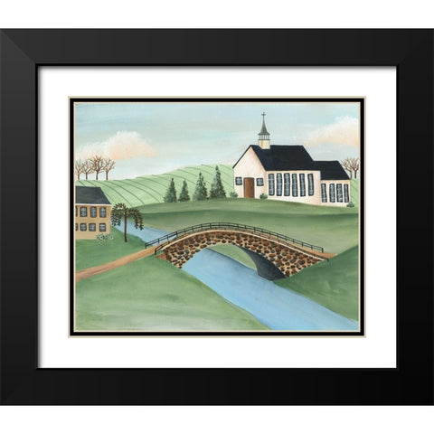 Folk Church Scene I Black Modern Wood Framed Art Print with Double Matting by Moore, Regina