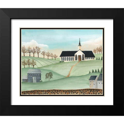 Folk Church Scene II Black Modern Wood Framed Art Print with Double Matting by Moore, Regina