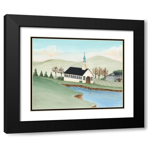 Folk Church Scene IV Black Modern Wood Framed Art Print with Double Matting by Moore, Regina