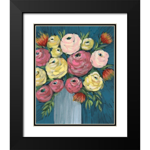 Loose Floral I Black Modern Wood Framed Art Print with Double Matting by Moore, Regina