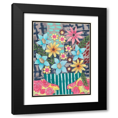 Floral Surprise II Black Modern Wood Framed Art Print with Double Matting by Moore, Regina