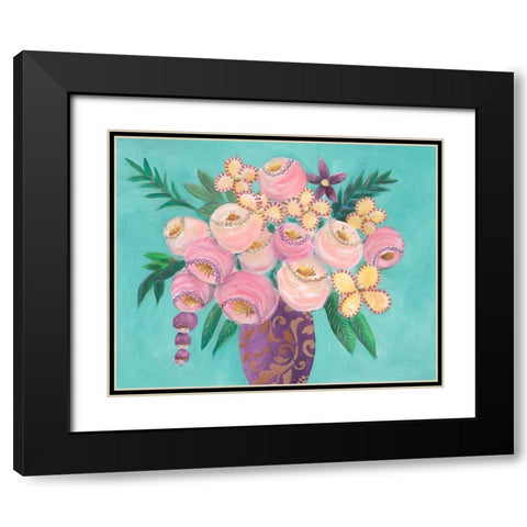 Floral Dujour II Black Modern Wood Framed Art Print with Double Matting by Moore, Regina
