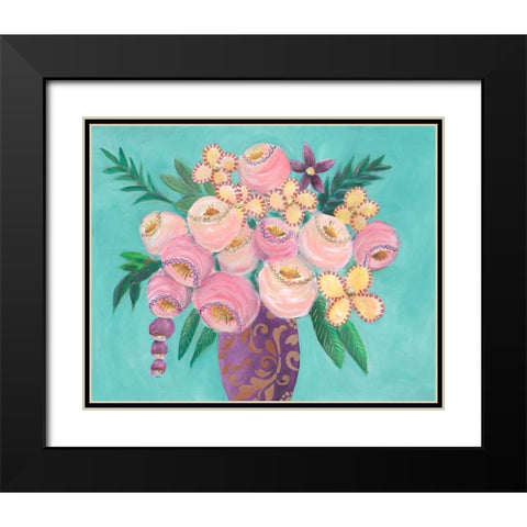 Floral Dujour II Black Modern Wood Framed Art Print with Double Matting by Moore, Regina