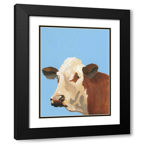 Cow-don Bleu I Black Modern Wood Framed Art Print with Double Matting by Moore, Regina