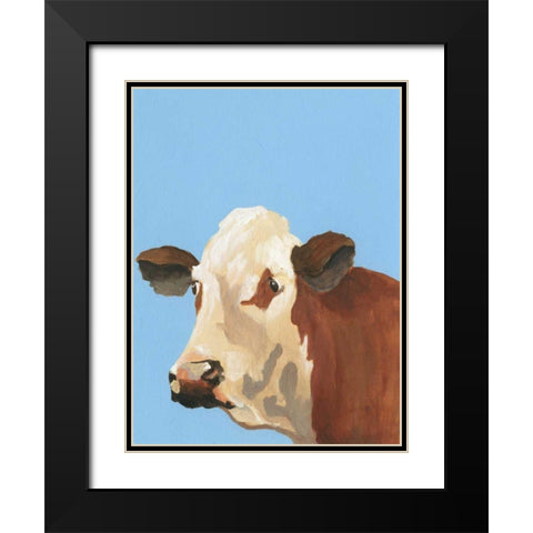 Cow-don Bleu I Black Modern Wood Framed Art Print with Double Matting by Moore, Regina