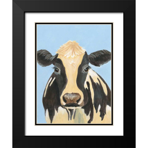 Cow-don Bleu II Black Modern Wood Framed Art Print with Double Matting by Moore, Regina