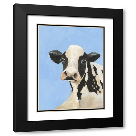 Cow-don Bleu III Black Modern Wood Framed Art Print with Double Matting by Moore, Regina