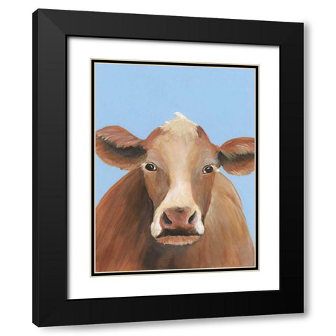 Cow-don Bleu IV Black Modern Wood Framed Art Print with Double Matting by Moore, Regina